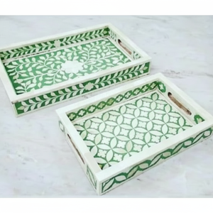 Plateau carré moderne en résine incrustée de haute qualité plateau de service pour petit-déjeuner plante pour la maison hôtel restaurant plateaux décoratifs de meilleure qualité - Product Image 1