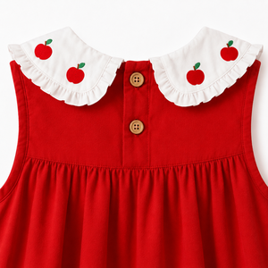 Vendita all'Ingrosso di Nuovi Vestiti Personalizzati per Bambine, Abito Senza Maniche Rosso in 100% Cotone, Vestiti Estivi per Bambine - Product Image 4