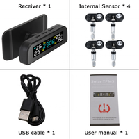 Système de surveillance de la pression des pneus sans fil à énergie solaire, surveillance de la pression des pneus d'automobile avec 4 capteurs internes