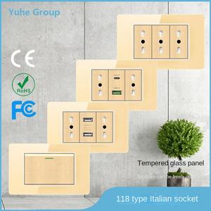 Enchufe Estándar Italiano USB Inteligente Tipo-C de 20 W con Carga Rápida, 2 Puertos, Panel Táctil, Enchufe de Pared Moderno, Panel de Interruptor de Luz de Vidrio - Product Image 2