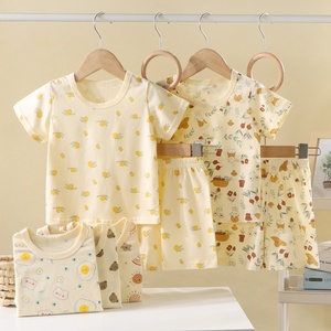 Pigiama Estivo per Bambini in Puro Cotone con Motivi Cartoon, Maniche Corte e Pantaloncini, per Ragazzi e Ragazze, Uso Domestico e all'Aperto, Trattamento Morbido - Product Image 1