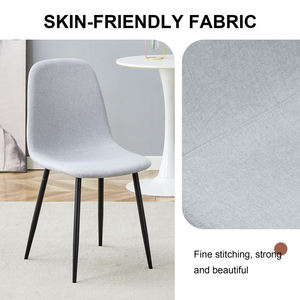 Modern Light Luxury <b>Dining</b> <b>Chair</b> Set with Cotton Linen Fabric, High Resilience Foam and Black Metal Legs for Home Office Hotel - Product Image 4