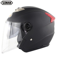 Casques de moto à double lentille certifiés DOT, en ABS haute résistance, pour la conduite de moto, demi-visage, personnalisables, SOMAN SM517