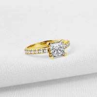 Bague de fiançailles en or jaune massif 10 carats coupe princesse sans faille 6x6mm 1.2ct diamants Moissanite pour femmes cadeau de bijoux fins