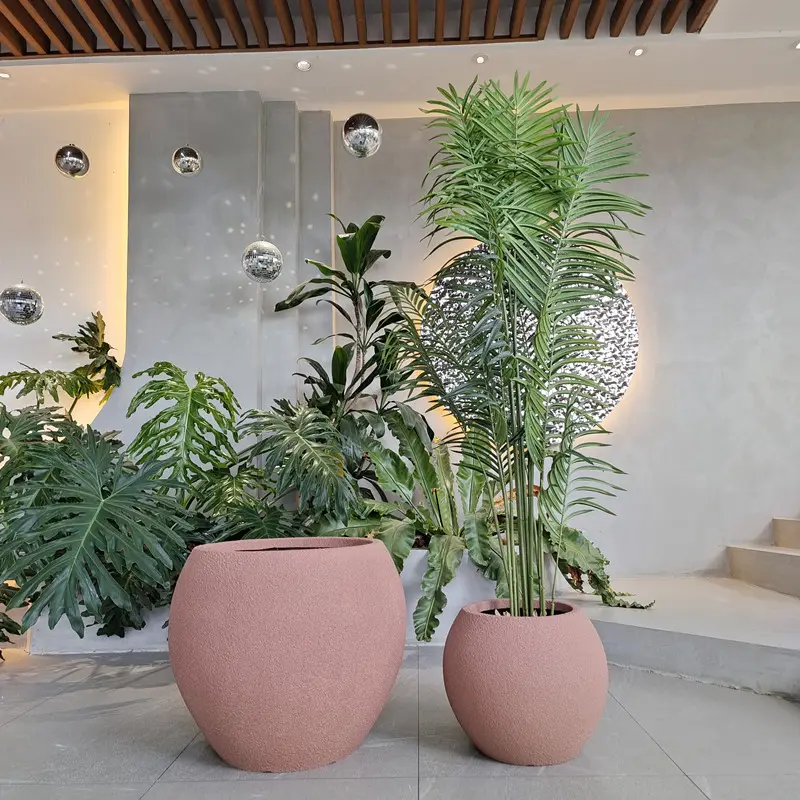 China manufacture large stock fiberglass flower plant pots with matte sand finished garden outdoor RFP planting pot