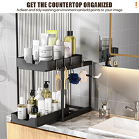 Bestseller Kunststoff-Küchenunterschrank-Regal, Doppelstöckiger Ausziehbarer Organizer für Unter der Arbeitsplatte