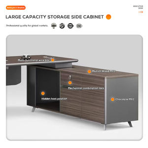 Juego de escritorio y silla de oficina ejecutiva de diseño moderno Mdf al por mayor de fábrica, mesa de oficina de lujo para Director jefe, Gerente Ceo - Product Image 4