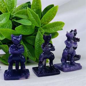 Venta al por mayor de cristal de lepidolita natural de alta calidad animales de dibujos animados tallado Reiki cristal púrpura pokeman para regalos Decoración - Product Image 6