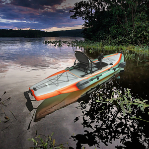 Kayak Gonfiabile da Pesca per Una Persona, 12 Piedi, con Sistema a Pedali e Timone, Scafo in PVC per Laghi e Fiumi - Product Image 3