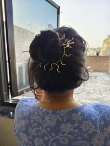 Moño de Pelo con Flores, Palillo Dorado de Latón, Accesorios de Pelo Bohemios para Mujer, Regalo para Ella - Product Image 3