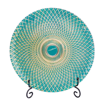 Assiette de présentation de luxe en verre rose de 33 cm, peinte à la main, motif personnalisé, écologique, pour événements de mariage (vente en gros)
