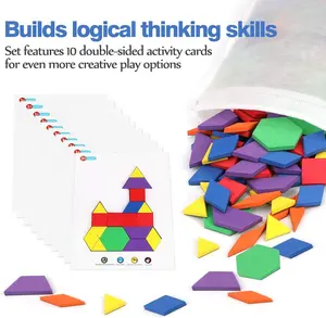 Magnetic Pattern Blocks Set Geometric Manipulative Shape EVA Foam Puzzle Educational Montessori Learning Toys For Toddlers