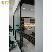 Ventana Corredera Moderna de Aluminio Resistente a Huracanes, Ventana de Vidrio Doble con Marco de Aleación de Aluminio Negro para Casa o Villa