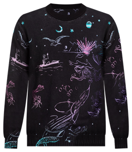 Suéter de manga larga de punto estampado de algodón personalizado de alta calidad Suéter de nebulosa Suéter de cuello redondo - Product Image 3