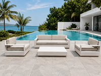 Hangkai Modische Outdoor-Terrassenmöbel Wasserdichtes Weißes Aluminium Hof-Relax-Gartensofa-Set