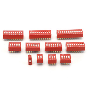 Interrupteur à levier <span class=keywords><strong>Eker</strong></span> DS-05 de couleur rouge à 5 positions SPST avec bornes plaquées or en bronze phosphoreux et terminaison à trou traversant - Product Image 2