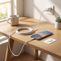 Câble de charge USB-C en nylon pratique avec outil d'éjection de carte SIM pour téléphone portable, lot de 10