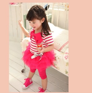 <strong>Wholesale</strong> Kids Girls T-shirts and Pantskirt <strong>Taobao</strong> Children Clothes Set - Product Image 4