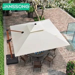 Parasols coupe-vent en teck de qualité supérieure parapluie résistant au soleil de jardin extérieur avec base pour hôtels villas cours parcs