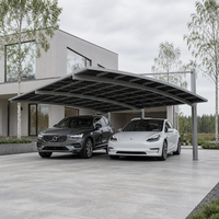 Abri de stationnement pour 2 voitures Angye, moderne et luxueux, personnalisé pour villa, avec toit en aluminium thermolaqué et auvent imperméable