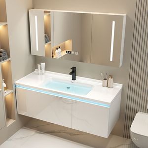 Meuble de salle de bain moderne avec lavabo intégré en céramique, combinaison simple de meuble-lavabo - Product Image 4