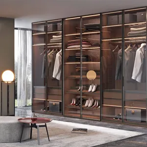 Luxus-Villa Holzmaserung Schrank-Design Kleiderschrank für Heimmöbel