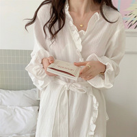 Robe tendance pour femmes, nouveau style d'automne, peignoir en gaze, cardigan, ceinture à nouer, confortable pour porter à la maison