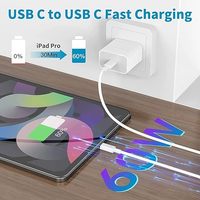 Kabel Pengisian Cepat USB C 1M 3ft 60W 3A Laris Manis, Tahan Lama dengan Lapisan PVC Tembaga 3D untuk iPad IOS Komputer Ponsel Tablet