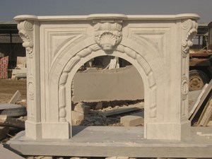 Blanco puro crema piedra Natural estilo francés victoriano arqueado Simple flor patrón Beige mármol envolvente chimeneas manto - Product Image 4