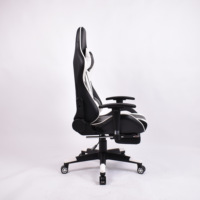 Silla de Computadora Ergonómica de Estilo Racing con Respaldo Alto, Silla de Juego Ajustable en Altura, Blanca, con Soporte Lumbar y Reposapiés