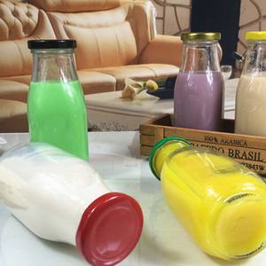 批发200毫升250毫升500毫升圆形玻璃奶瓶咖啡饮料饮料空果汁瓶带金属盖 - Product Image 5