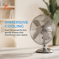 Ventilateur de bureau métallique silencieux en gros, 12-16 pouces, finition chromée, ventilateur de table durable, refroidisseur de bureau industriel, directement de l'usine