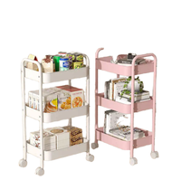 Chariot roulant à trois niveaux avec roues, étagère de rangement pour toilettes, organisateur de collations mobile sur pied pour salon, étagère de rangement multi-niveaux