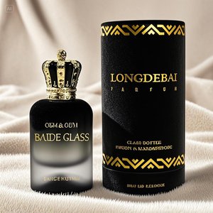 Luxury Round Perfume <b>Bottle</b> <b>Empty</b> Crimp Pump <b>Spray</b> Thick Bottom 30ml 50ml 100ml Glass Gradient Black Perfume <b>Bottle</b> With Box - Product Image 6