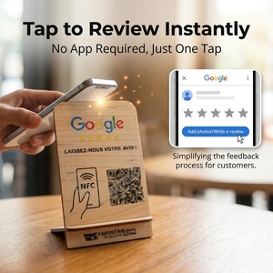 Soporte de Madera Premium con NFC para Reseñas de Google con Mini Etiqueta para Uso en Hoteles - Product Image 1