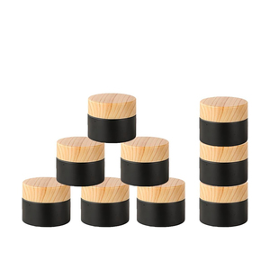 Hot Sale Cosmetic Face Cream <b>Container</b> 5g-100g Black Frosted Glass Jar with Plastic Lid - Product Image 1