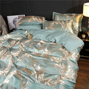 Luxe brillant satin soyeux jacquard motif de fleurs style classique européen drap de lit literie housse de <span class=keywords><strong>couette</strong></span> ensemble - Product Image 2