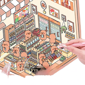 Autocollants <span class=keywords><strong>de</strong></span> paysage miniature fantastique 3D, 3 par paquet, pour décoration <span class=keywords><strong>de</strong></span> vacances, sérigraphie, thème cabane - Product Image 1