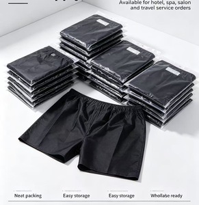 Sous-vêtements jetables pour hommes hensun, boxers en polyester noirs, rangement facile pour hôtel, spa, salon - Product Image 5