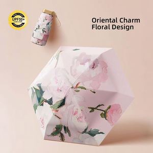High Quality Luxury Oriental Pocket Manual Five-Folding UV Resistant Black Coating Travel Portable Mini Sun Umbrella - Product Image 3
