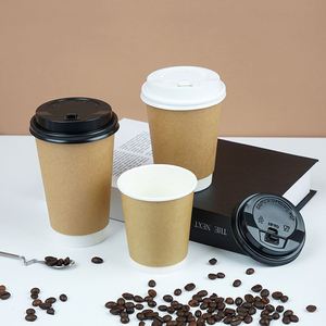 แก้วกระดาษแบบใช้แล้วทิ้งขนาด 8 12 16 ออนซ์ แก้วกาแฟกระดาษคราฟท์ย่อยสลายได้ ขนาด 8 ออนซ์ 12 ออนซ์ แก้วกระดาษสองชั้นสำหรับเครื่องดื่มร้อนเย็น - Product Image 4