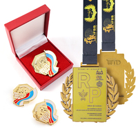 Fabricante personalizado Metal deportes Honor Medalla Premio Cinta Bar insignia medallas fundición caja de madera medallón personalizado