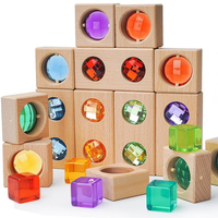 Balok Bangunan Kayu Pelangi 3-7 Tahun Set Balok Puzzle Perakitan Mainan DIY Hadiah untuk Anak-anak TK Grosir