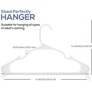 Cintres pour vêtements à domicile, lot de 50 - Cintres en plastique blancs, gain de place - Cintres durables avec rainures pour les épaules - Product Image 2