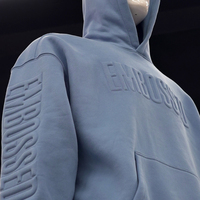 Sudadera con Capucha Extra Grande con Diseño de Botones Invernales en Relieve 3D con Logotipo Personalizado, Felpa Gruesa de 345 g/m², Unisex