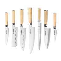 Ensemble de couteaux de cuisine professionnels 7 pièces en acier inoxydable en acier allemand Sashimi Nakiri Santoku Chef utilitaire couteaux d'office boîte-cadeau