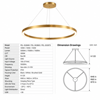 Vente en gros de luminaires suspendus circulaires à LED noirs modernes, design ultra fin pour salon, bureau, éclairage commercial