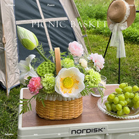 Panier ovale en osier pour fleurs artificielles, arrangement floral en soie, pot de fleurs artificielles, accessoire de photographie