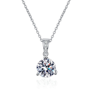 Simple Classic S925 Sterling Silver Necklace for Female Mosan Diamond With 1 <strong>Karat</strong> D Moissanite Three Claw <strong>Gift</strong> for Temperament - Product Image 1