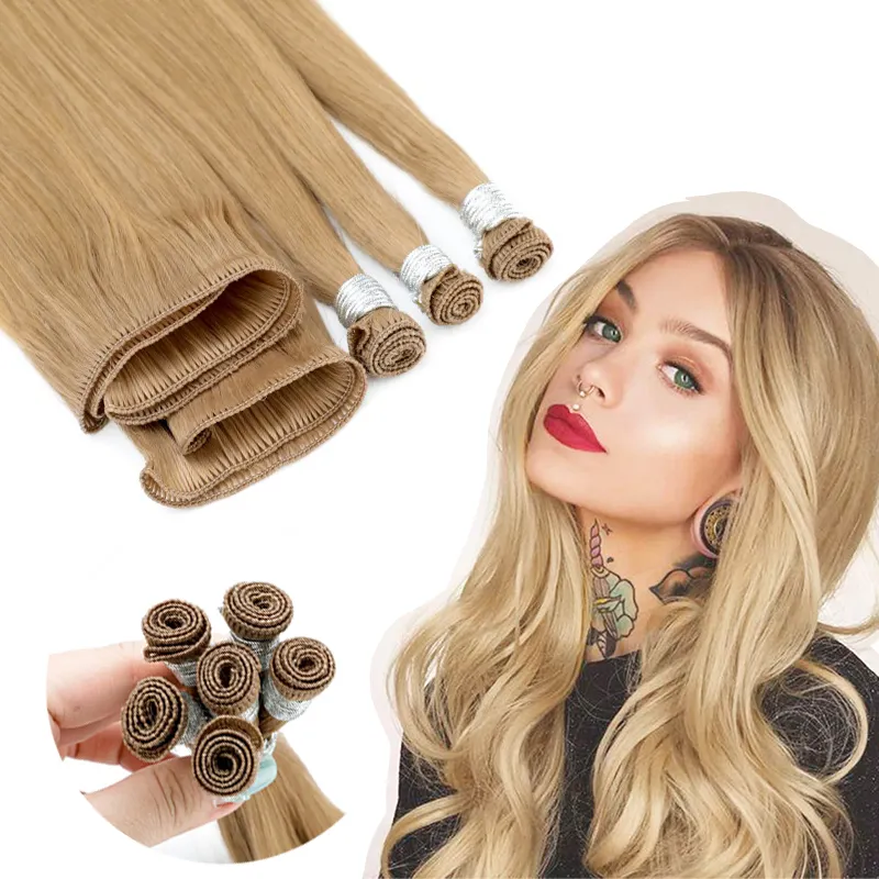 Extensões de cabelo, venda quente de extensões de cabelo humano amarrado, com a mão, 100%, cutícula virgem, alinhado, remy, extensões de cabelo